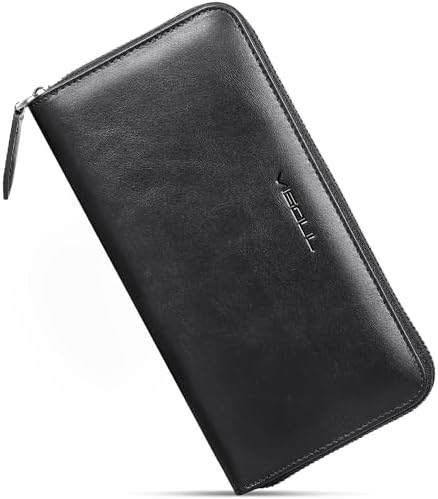 Mossruta Luxury Real Leather Zip Around Travel Wallet | Large